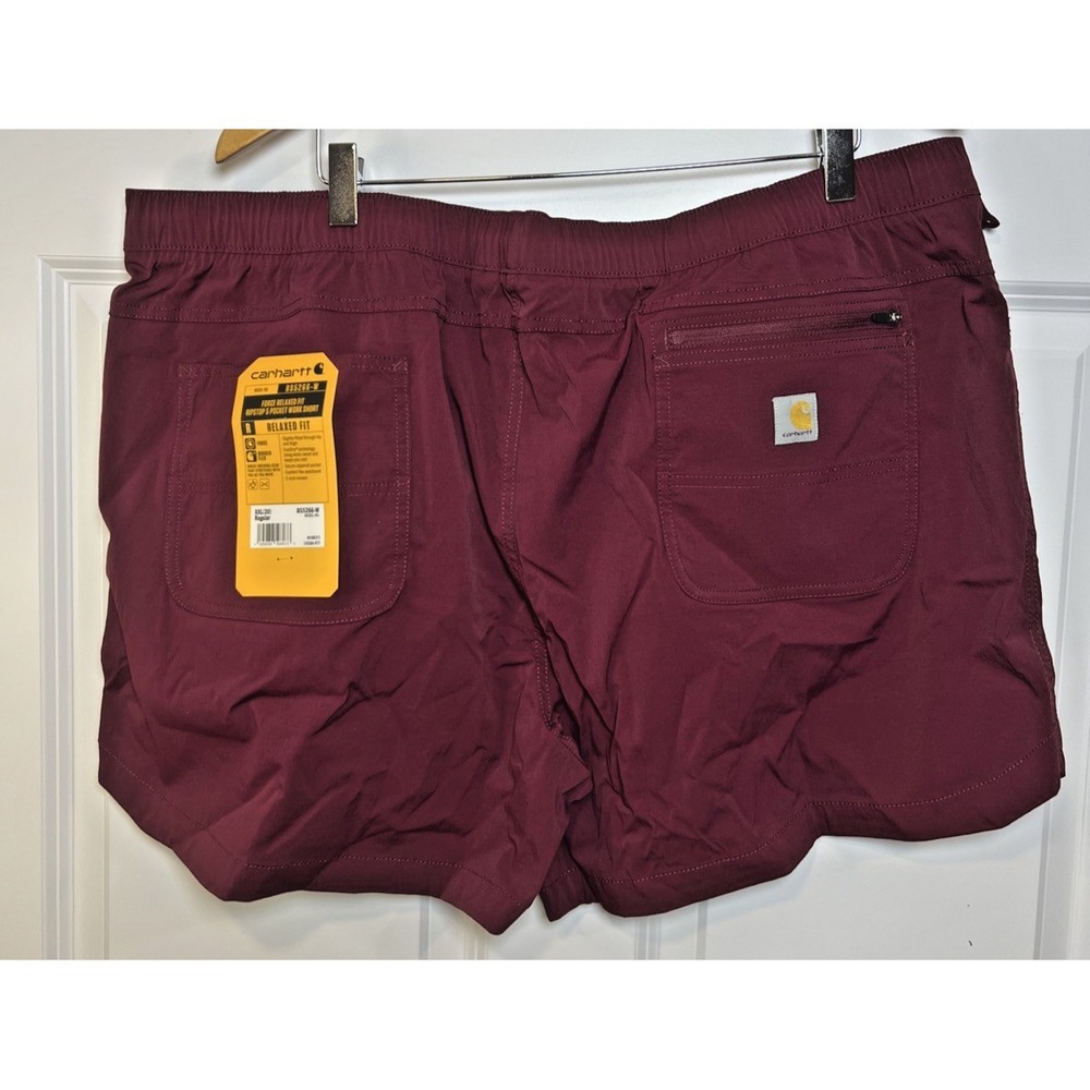 Carhartt Women's Force Ripstop Work Shorts 2XL Burgundy BS5266‑W Relaxed Fit NWT - Picture 2 of 16